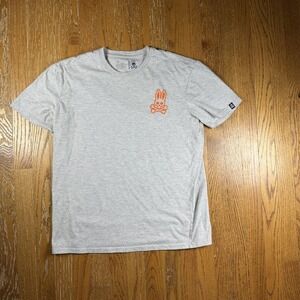 Psycho Bunny Shirt Mens Medium Gray Skull Bunny Graphic Tee Short Sleeve